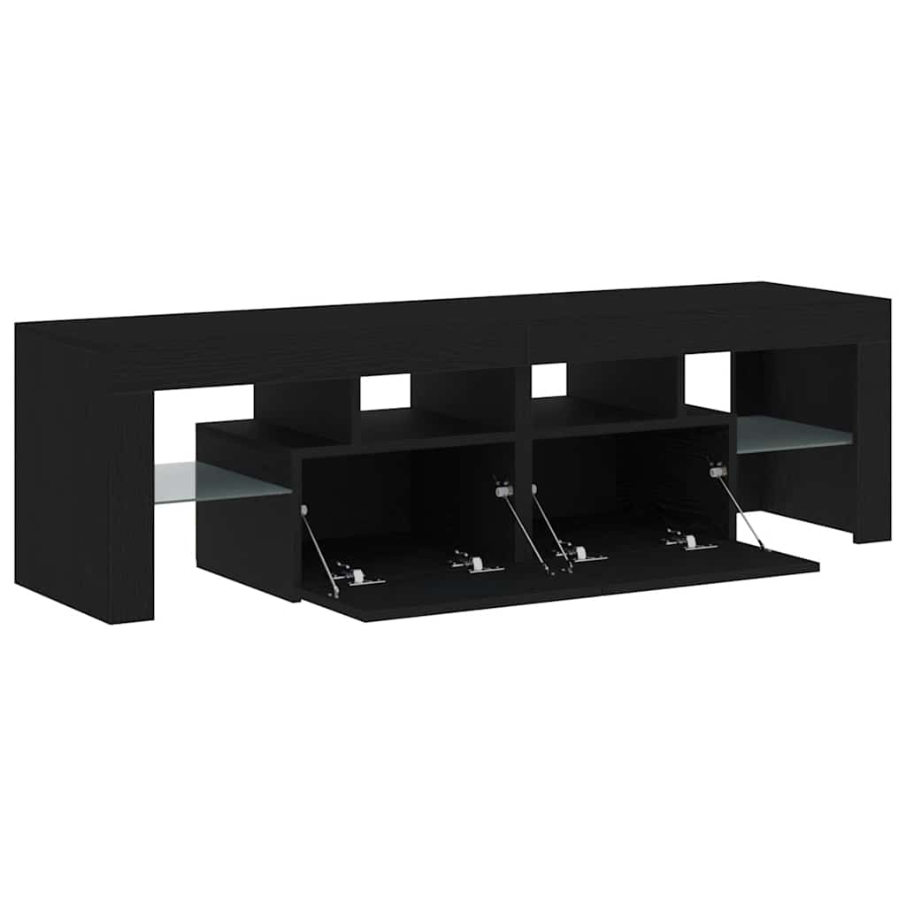 fekete tölgy szerelt fa TV-szekrény LED-ekkel 140x36,5x40 cm