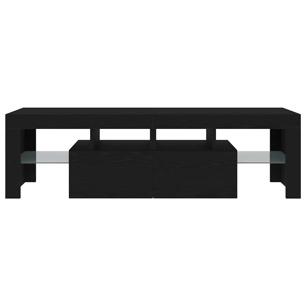 fekete tölgy szerelt fa TV-szekrény LED-ekkel 140x36,5x40 cm