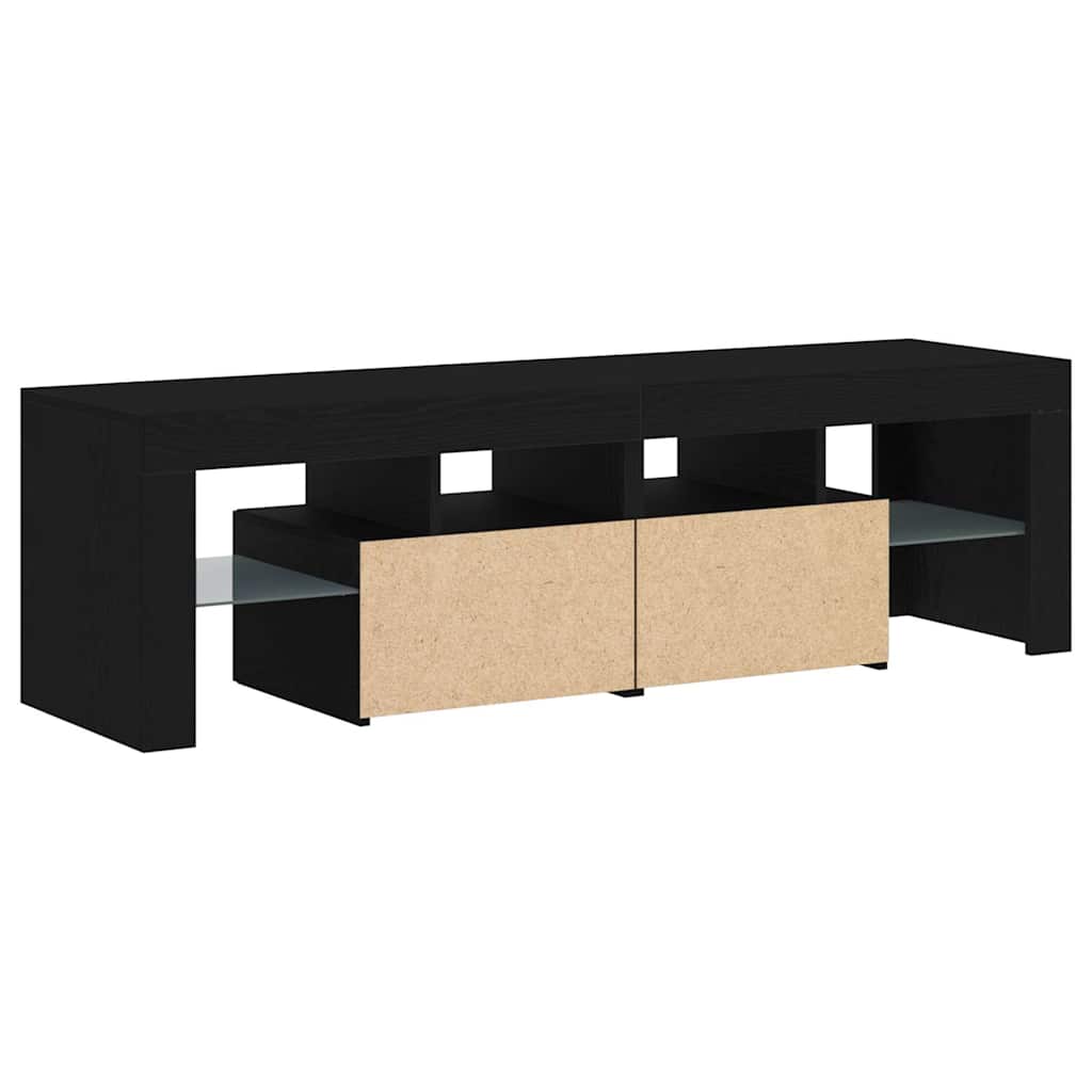 fekete tölgy szerelt fa TV-szekrény LED-ekkel 140x36,5x40 cm