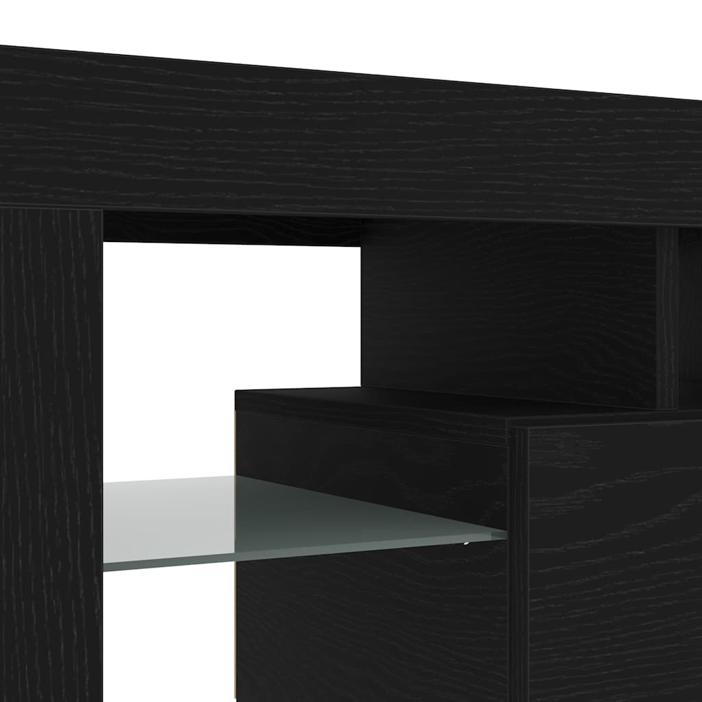 fekete tölgy szerelt fa TV-szekrény LED-ekkel 140x36,5x40 cm