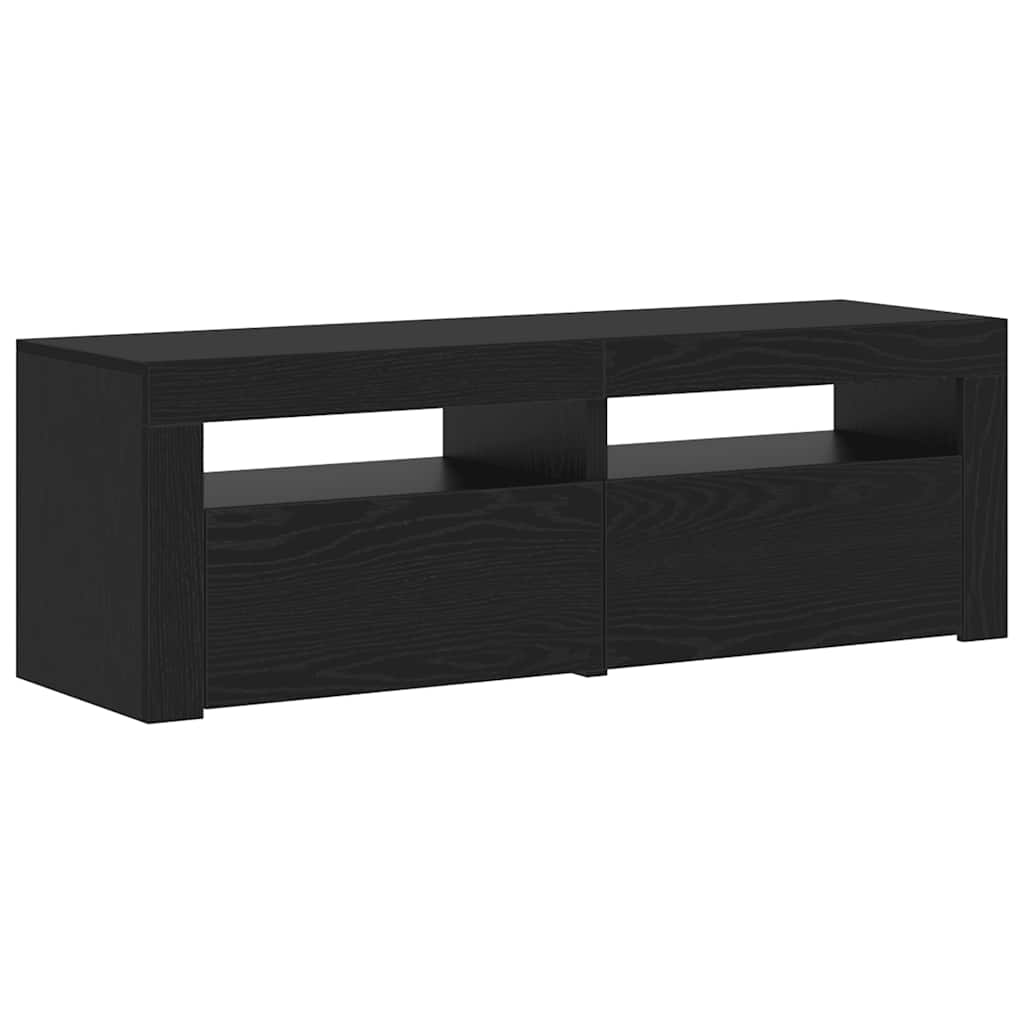 fekete tölgy szerelt fa TV-szekrény LED-ekkel 120x35x40 cm