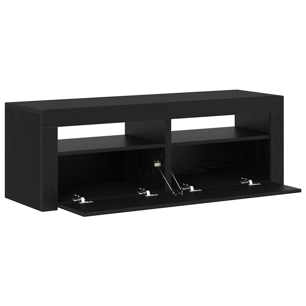 fekete tölgy szerelt fa TV-szekrény LED-ekkel 120x35x40 cm