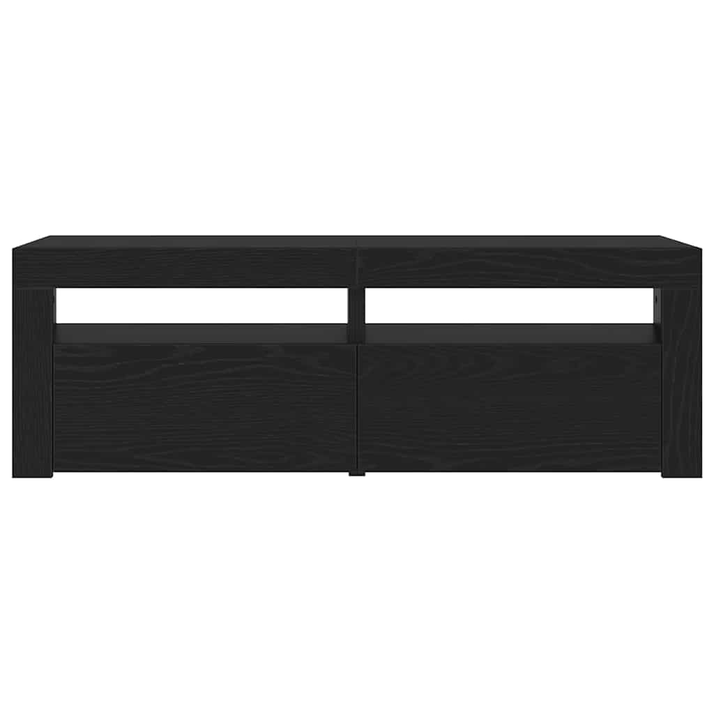 fekete tölgy szerelt fa TV-szekrény LED-ekkel 120x35x40 cm