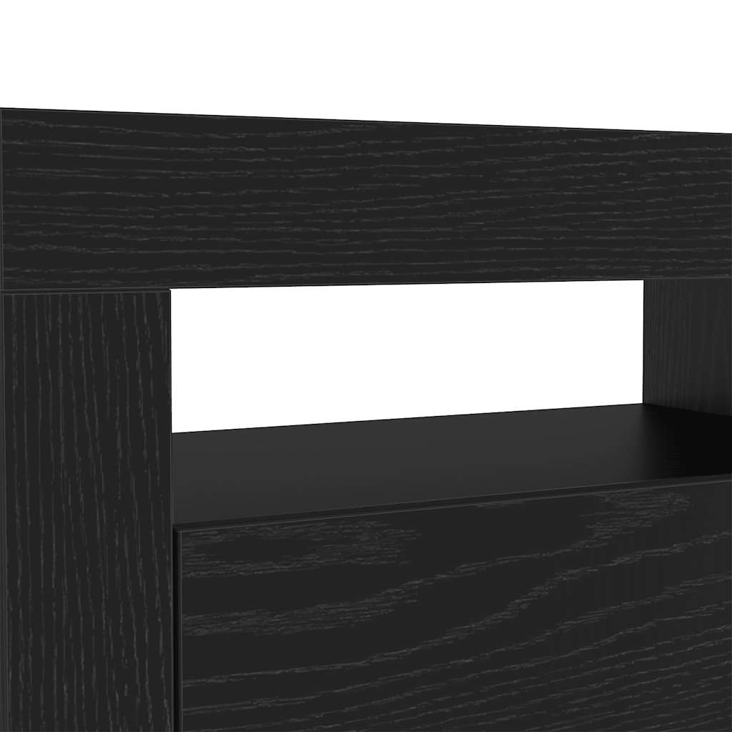fekete tölgy szerelt fa TV-szekrény LED-ekkel 120x35x40 cm