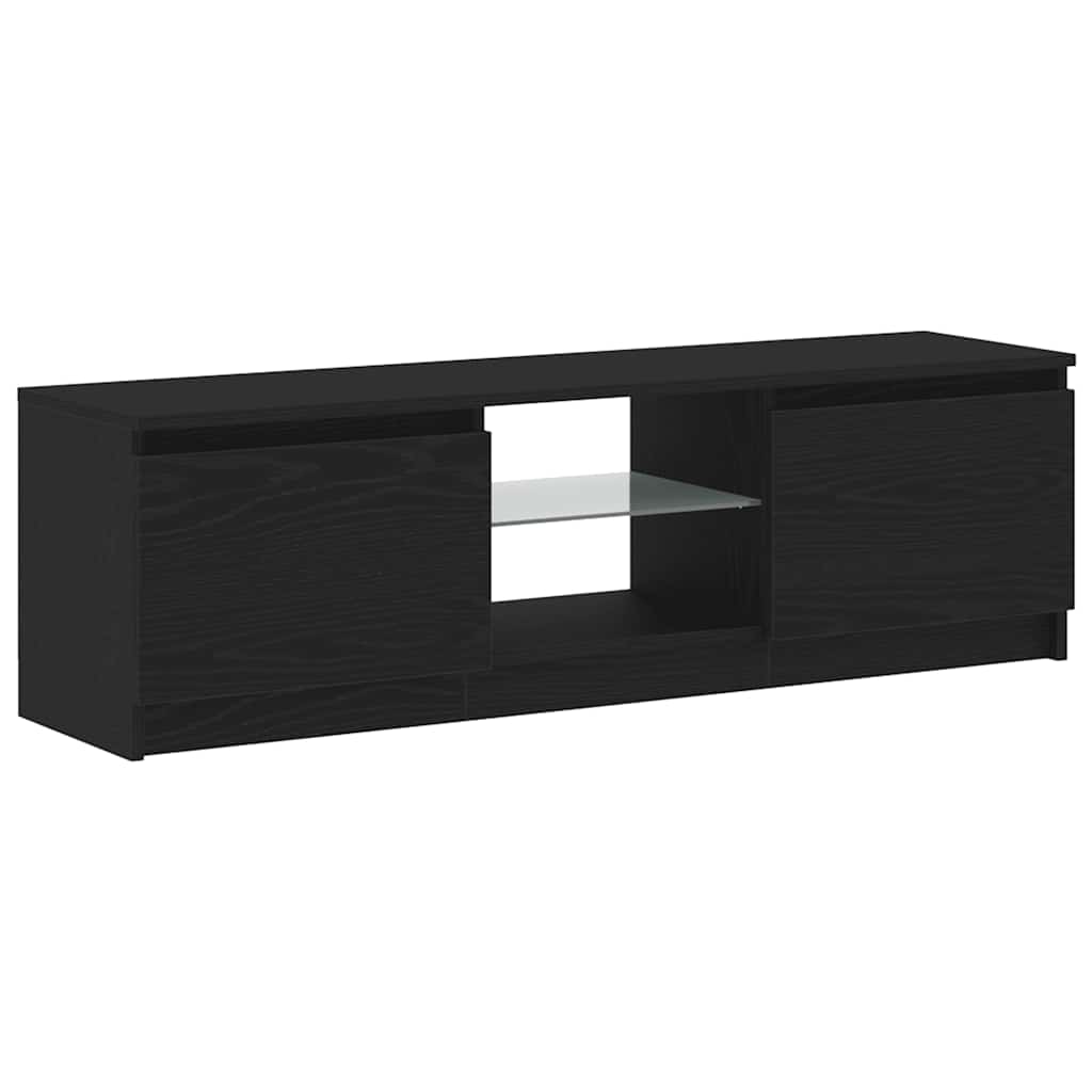 fekete tölgy szerelt fa TV-szekrény LED-ekkel 120x30x36 cm