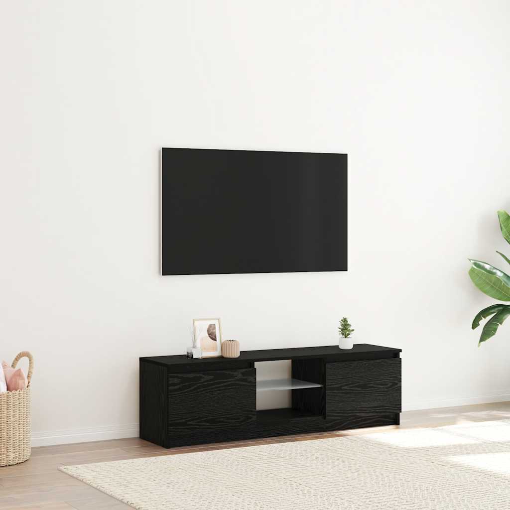 fekete tölgy szerelt fa TV-szekrény LED-ekkel 120x30x36 cm