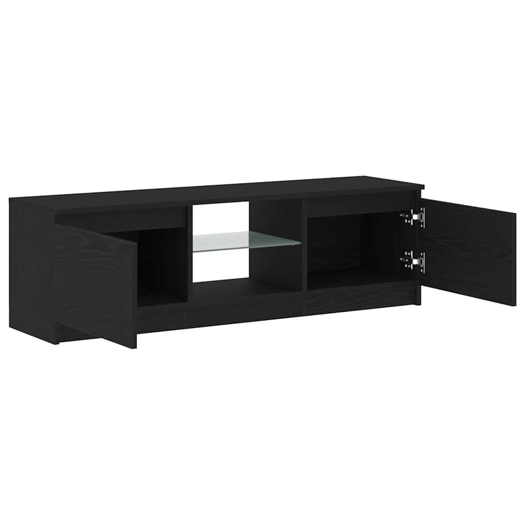 fekete tölgy szerelt fa TV-szekrény LED-ekkel 120x30x36 cm