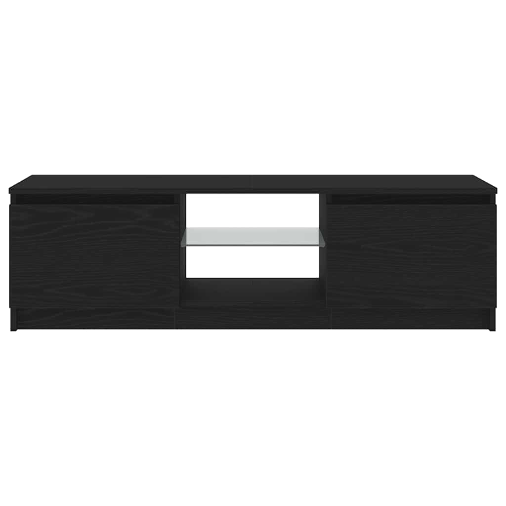 fekete tölgy szerelt fa TV-szekrény LED-ekkel 120x30x36 cm
