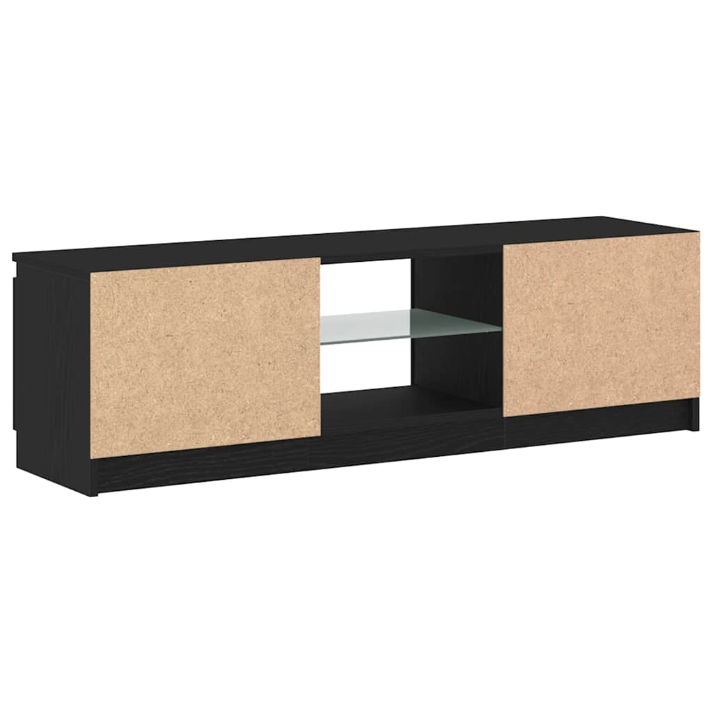 fekete tölgy szerelt fa TV-szekrény LED-ekkel 120x30x36 cm