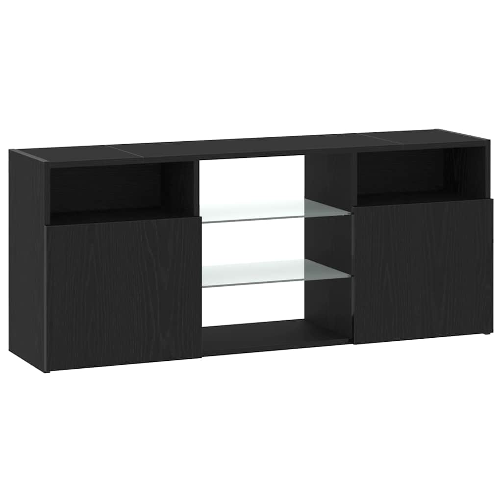 fekete tölgy szerelt fa TV-szekrény LED-ekkel 120x30x50 cm