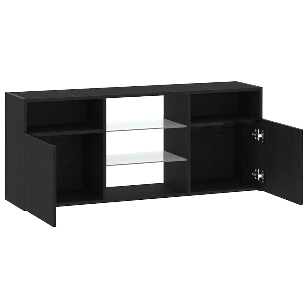 fekete tölgy szerelt fa TV-szekrény LED-ekkel 120x30x50 cm