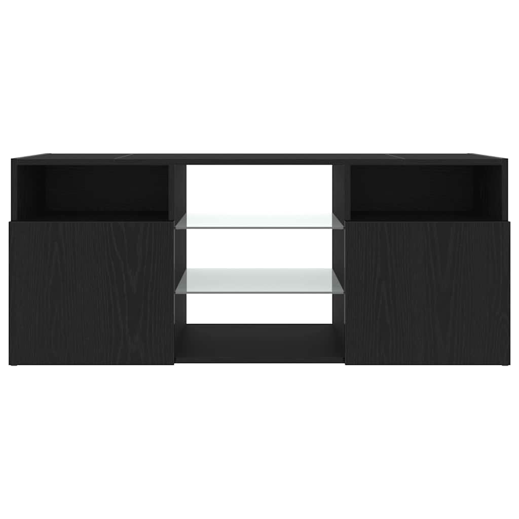 fekete tölgy szerelt fa TV-szekrény LED-ekkel 120x30x50 cm