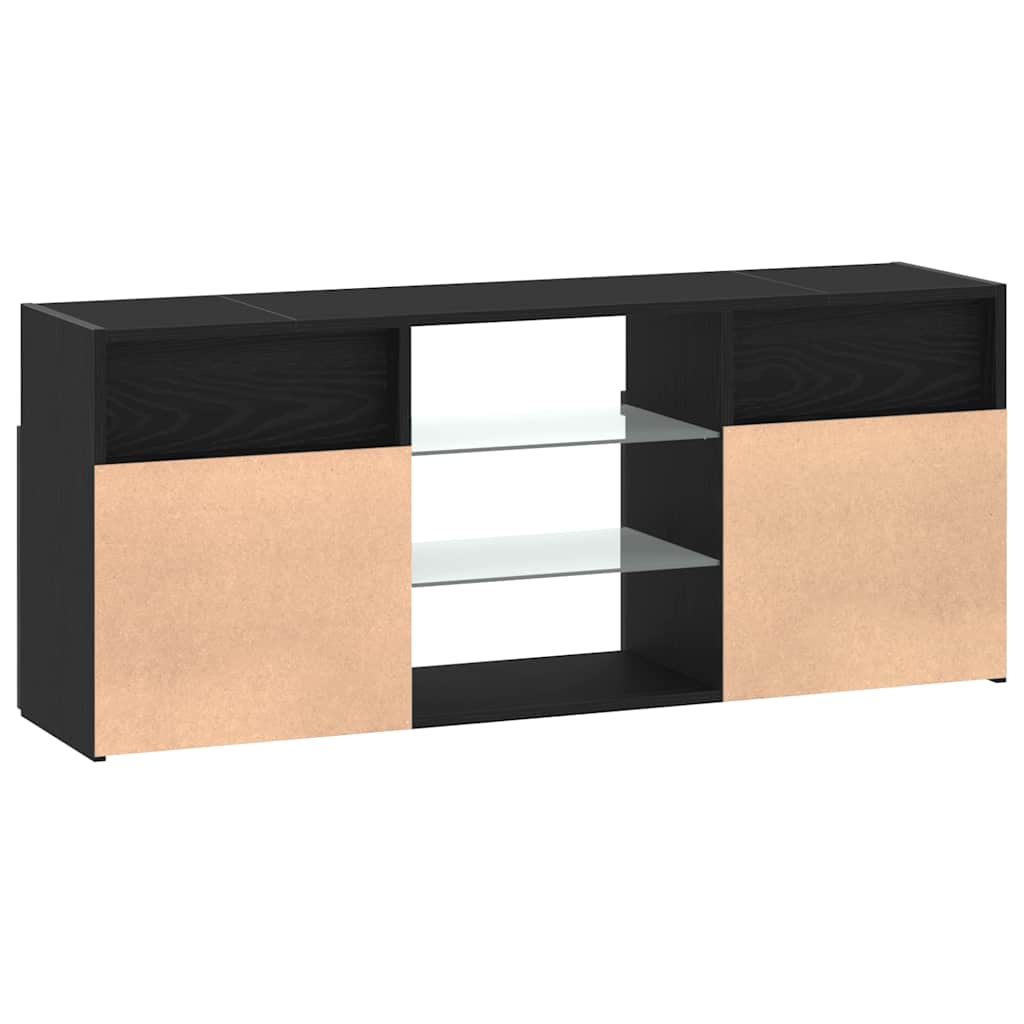 fekete tölgy szerelt fa TV-szekrény LED-ekkel 120x30x50 cm