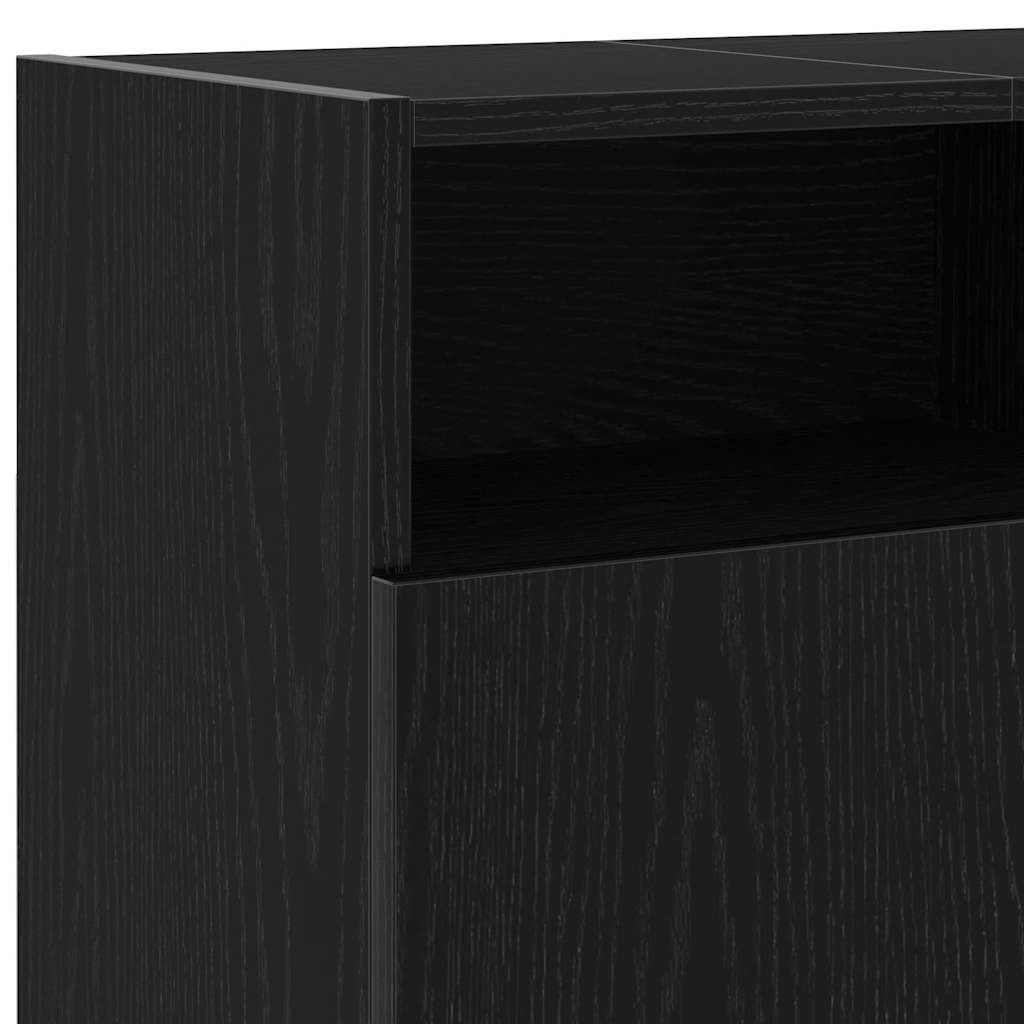 fekete tölgy szerelt fa TV-szekrény LED-ekkel 120x30x50 cm