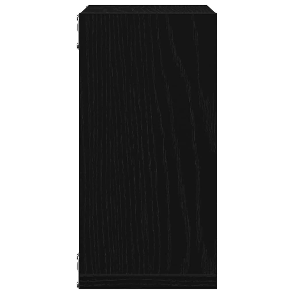4 db fekete tölgyszínű szerelt fa fali kockapolc 30x15x30 cm