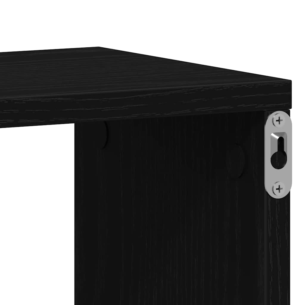 4 db fekete tölgyszínű szerelt fa fali kockapolc 100x15x30 cm