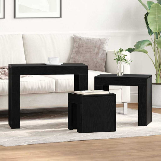 Fészekasztal 3 pcs Musta tammi 61 x 30 x 50 cm Faanyag