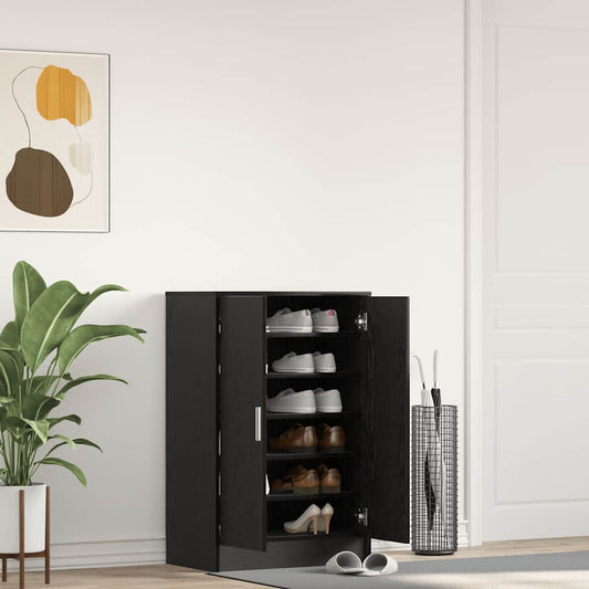fekete tölgy szerelt fa cipőszekrény 60x35x92 cm