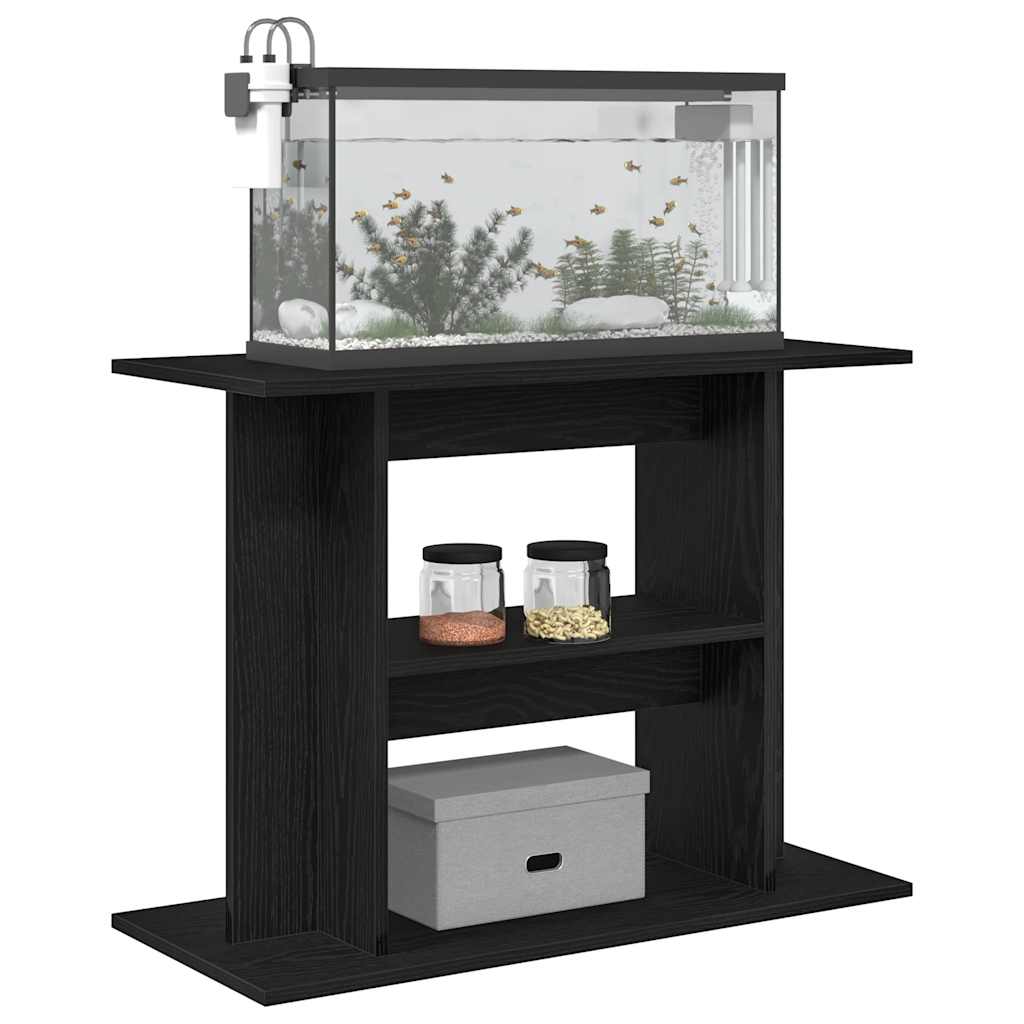 fekete tölgy szerelt fa akváriumi állvány 80x35x60 cm