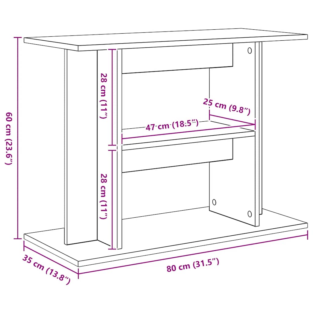 fekete tölgy szerelt fa akváriumi állvány 80x35x60 cm