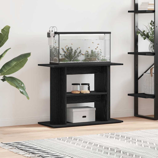 fekete tölgy szerelt fa akváriumi állvány 80x35x60 cm