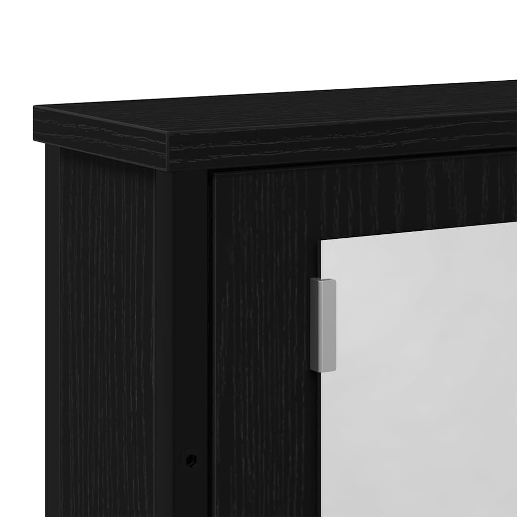 fekete tölgy szerelt fa fürdőszobai tükör 42 x 12 x 60 cm