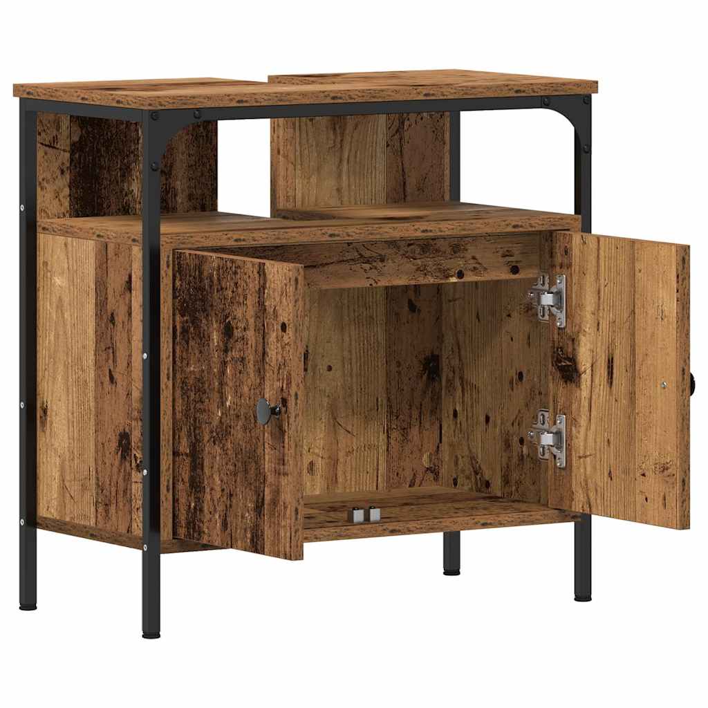 antik fa szerelt fa fürdőszobai mosdószekrény 60 x 30 x 60 cm