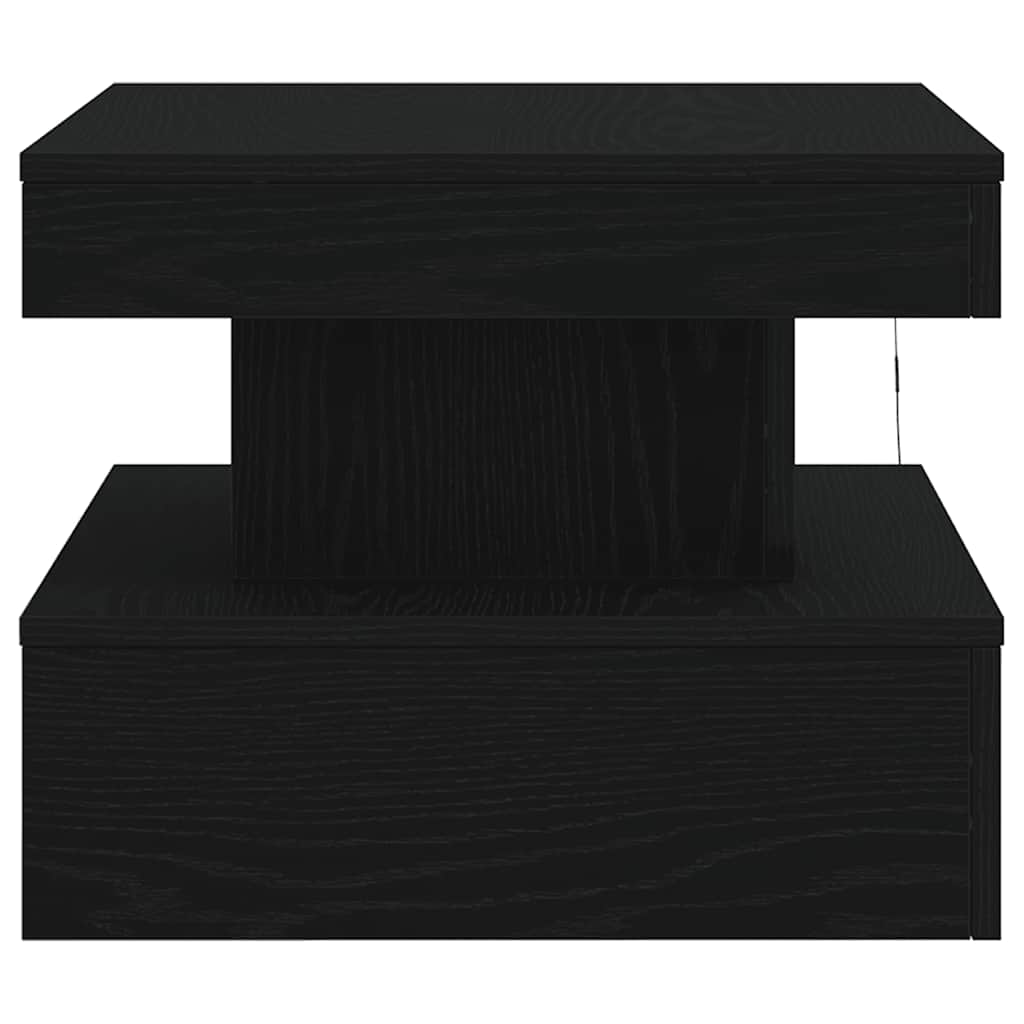 fekete tölgyszínű dohányzóasztal LED-lámpákkal 50 x 50 x 40 cm
