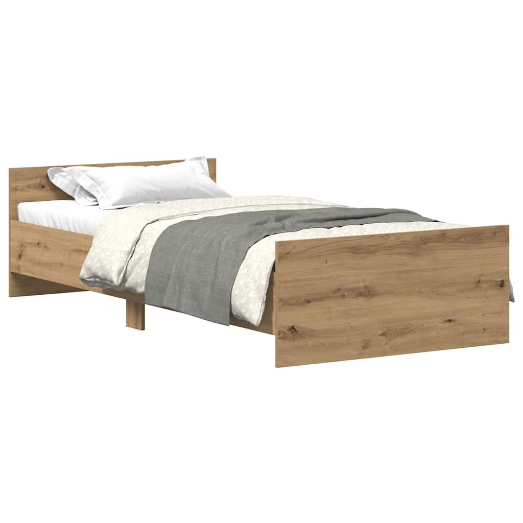 kézműves tölgy szerelt fa ágykeret matrac nélkül 75x190 cm