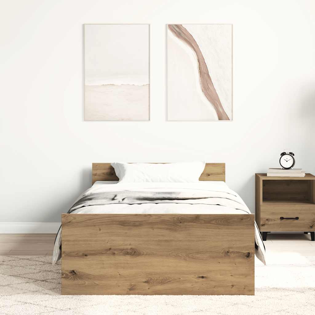kézműves tölgy szerelt fa ágykeret matrac nélkül 75x190 cm