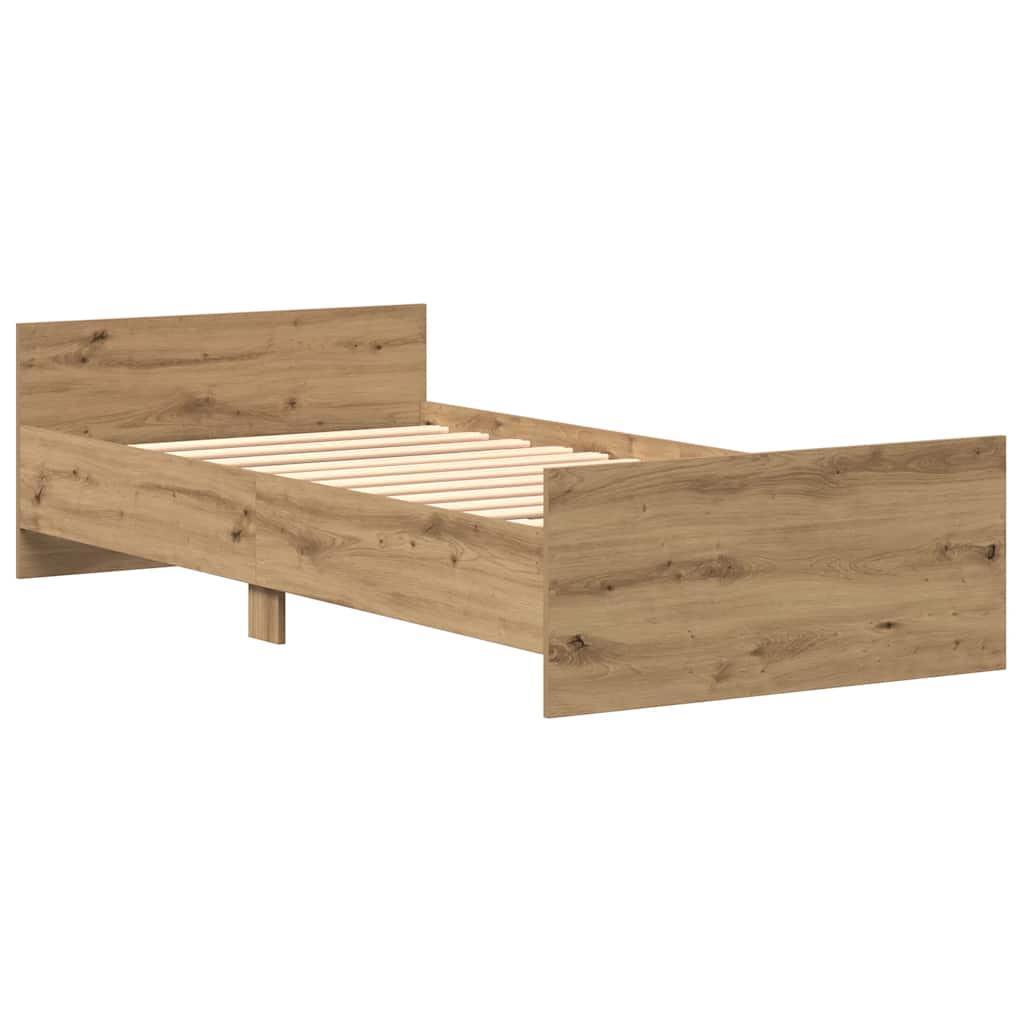 kézműves tölgy szerelt fa ágykeret matrac nélkül 75x190 cm