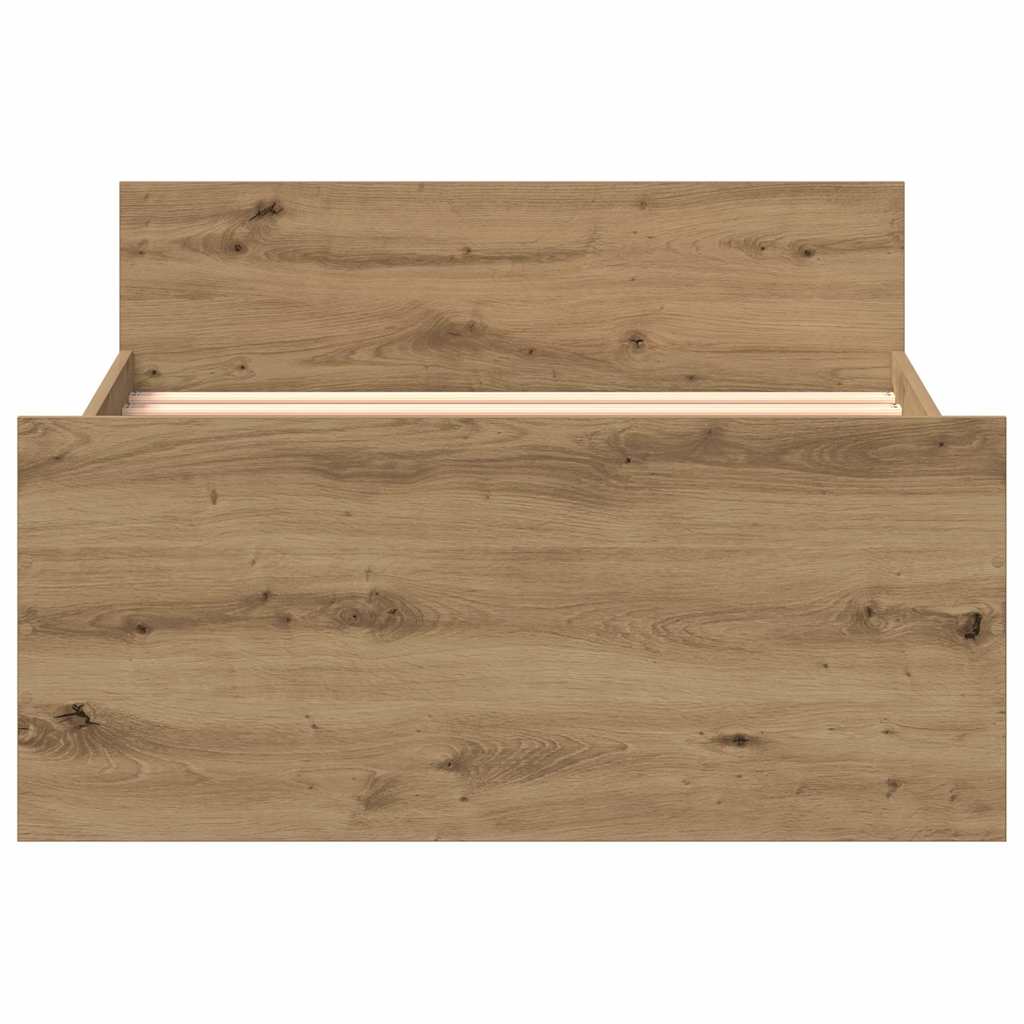 kézműves tölgy szerelt fa ágykeret matrac nélkül 75x190 cm