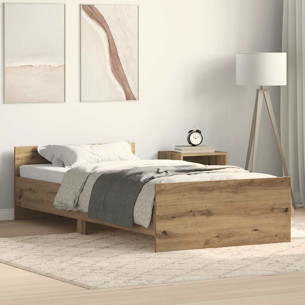 kézműves tölgy szerelt fa ágykeret matrac nélkül 75x190 cm