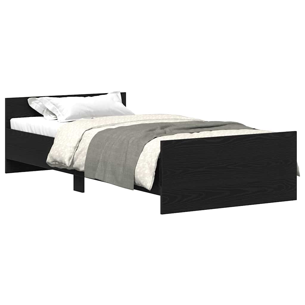 fekete tölgy színű szerelt fa ágykeret matrac nélkül 75x190 cm