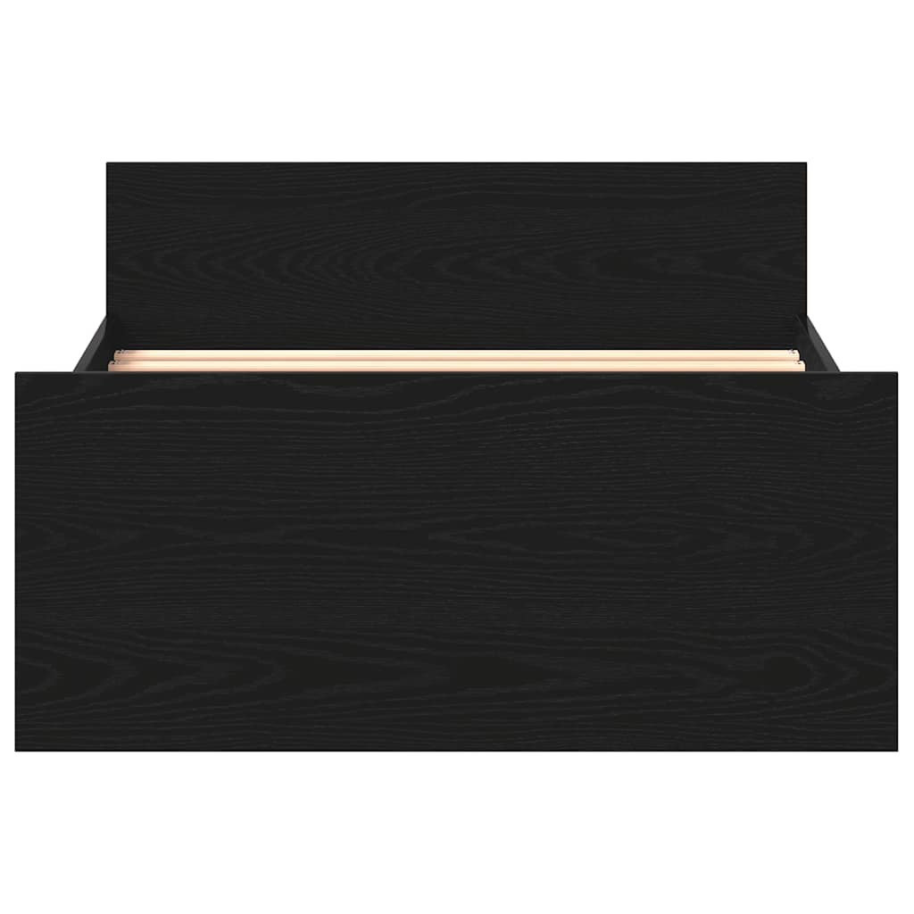 fekete tölgy színű szerelt fa ágykeret matrac nélkül 75x190 cm