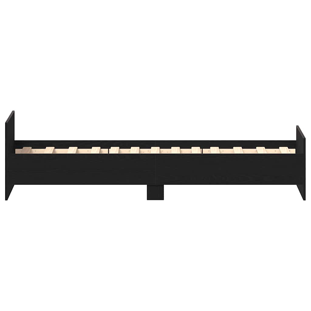 fekete tölgy színű szerelt fa ágykeret matrac nélkül 75x190 cm