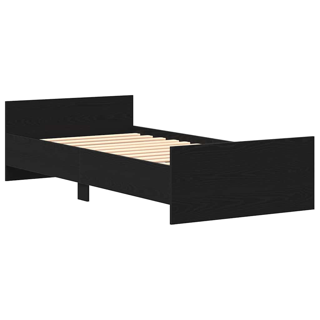 fekete tölgy színű szerelt fa ágykeret matrac nélkül 90x200 cm