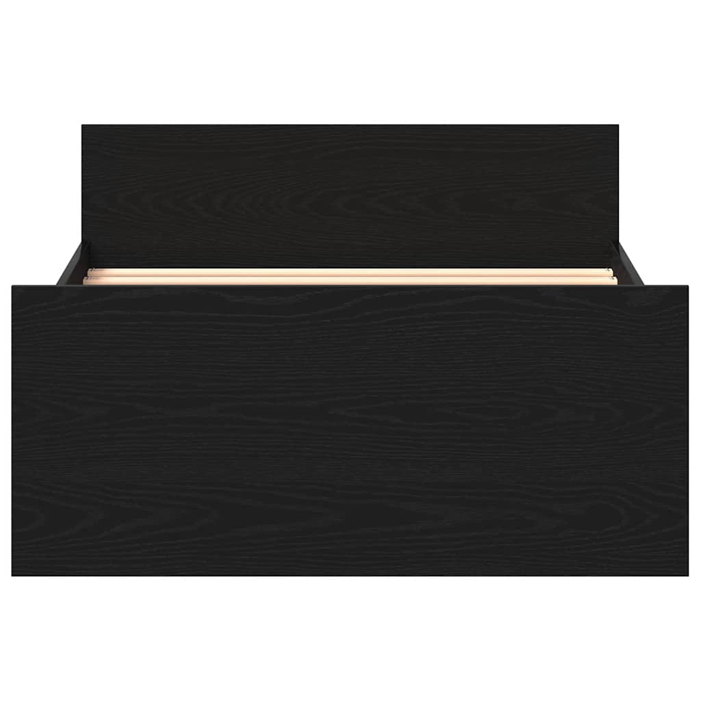 fekete tölgy színű szerelt fa ágykeret matrac nélkül 90x200 cm