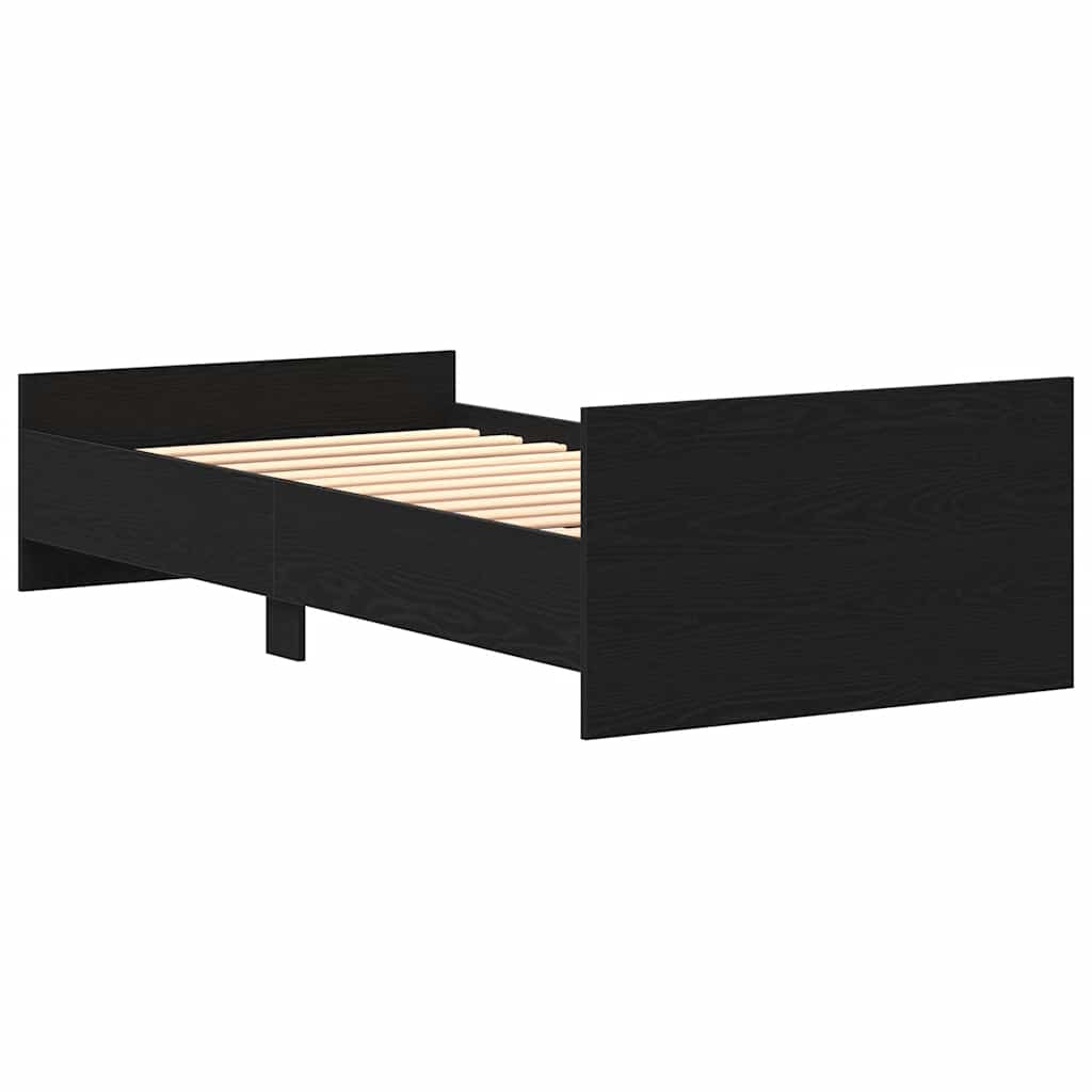 fekete tölgy színű szerelt fa ágykeret matrac nélkül 90x200 cm
