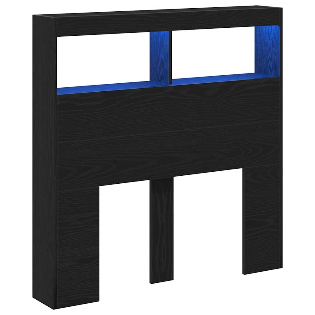 fekete tölgy színű áthidalószekrény LED-ekkel 100 x 17 x 102 cm