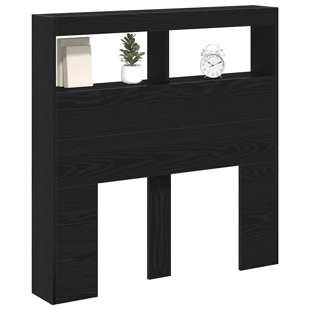 fekete tölgy színű áthidalószekrény LED-ekkel 100 x 17 x 102 cm