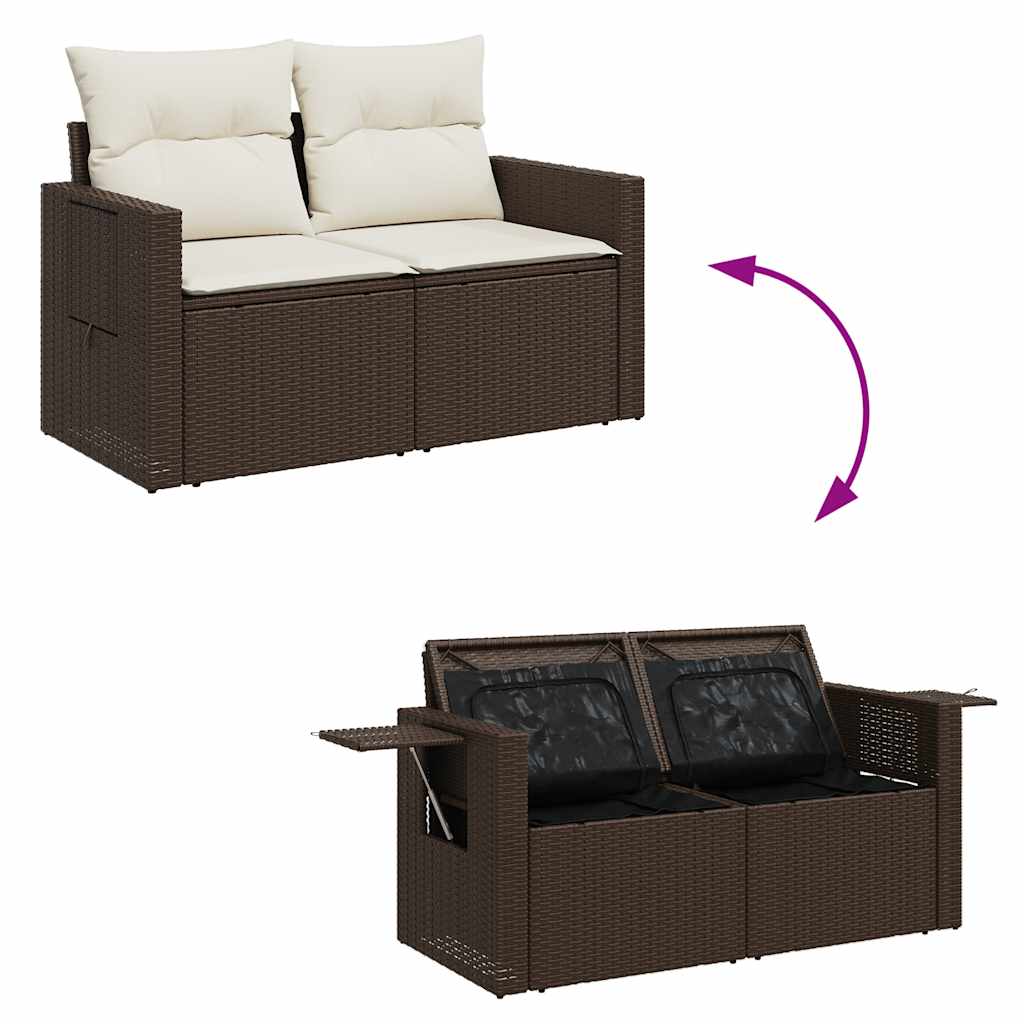 10 részes barna polyrattan kerti ülőgarnitúra párnákkal