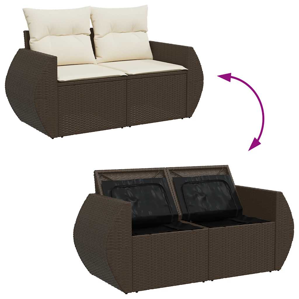 10 részes barna polyrattan kerti ülőgarnitúra párnákkal