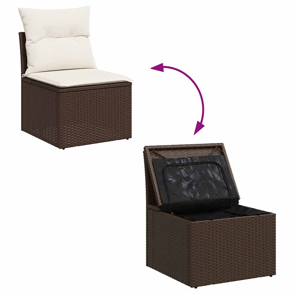 10 részes barna polyrattan kerti ülőgarnitúra párnákkal