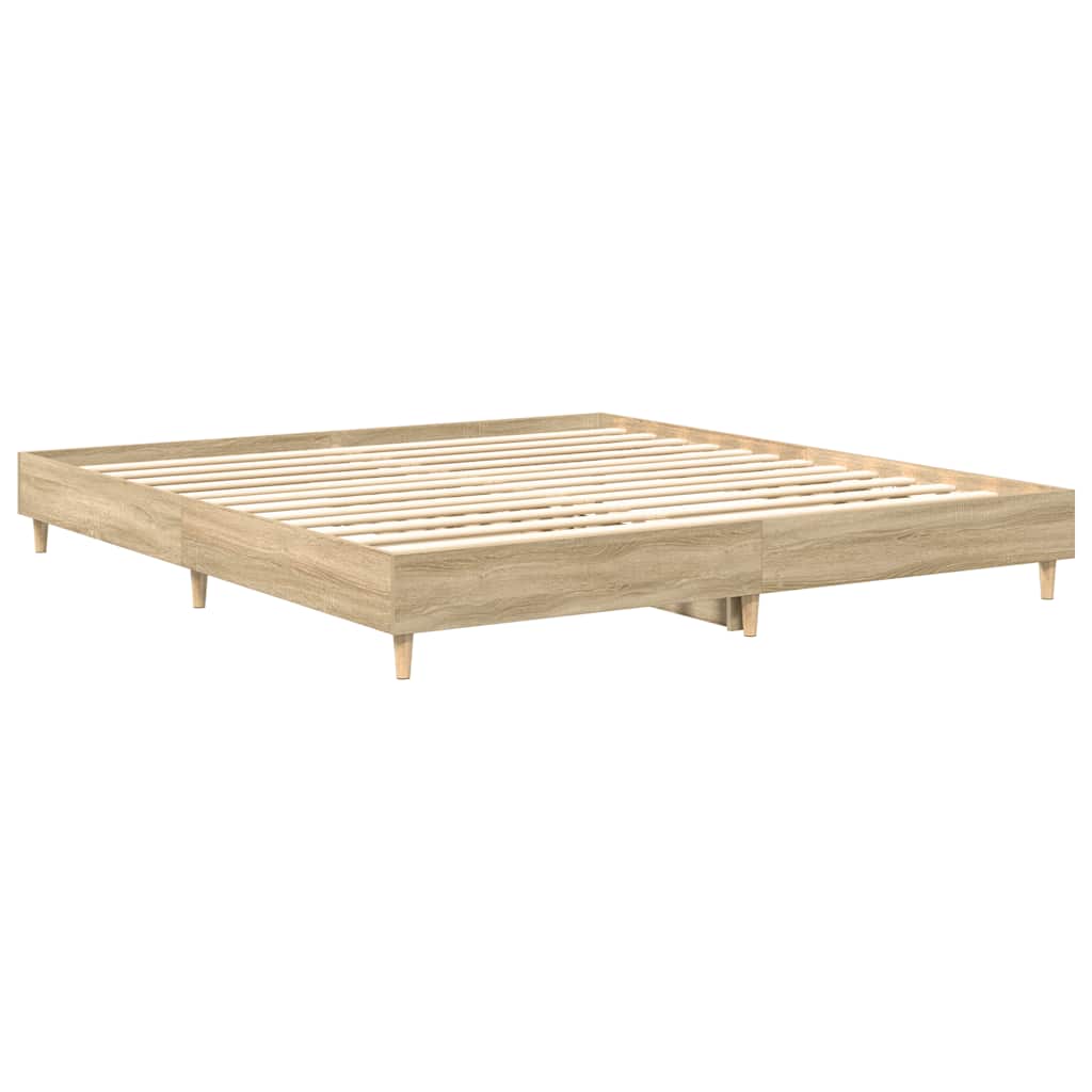 sonoma tölgyszínű szerelt fa ágykeret matrac nélkül 200x200 cm