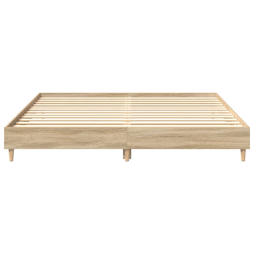 sonoma tölgyszínű szerelt fa ágykeret matrac nélkül 200x200 cm
