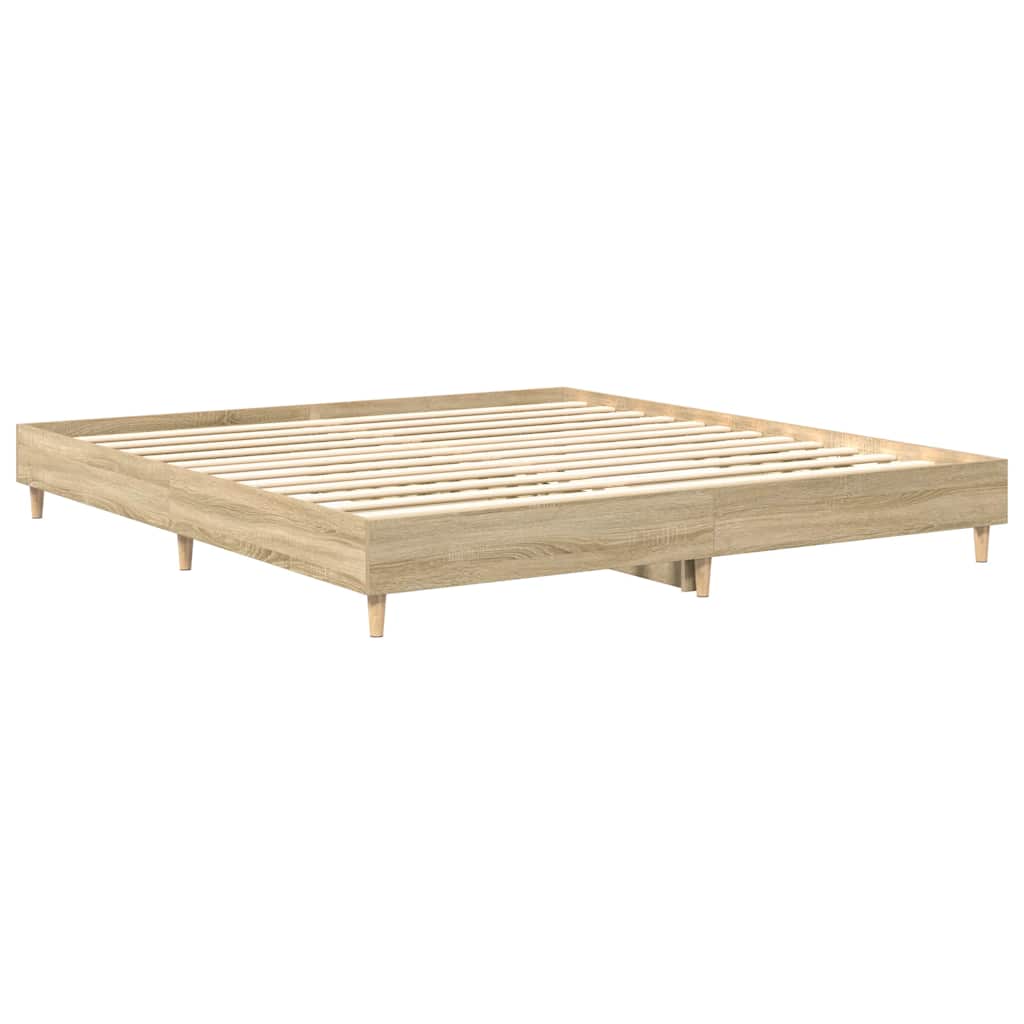 sonoma tölgyszínű szerelt fa ágykeret matrac nélkül 200x200 cm