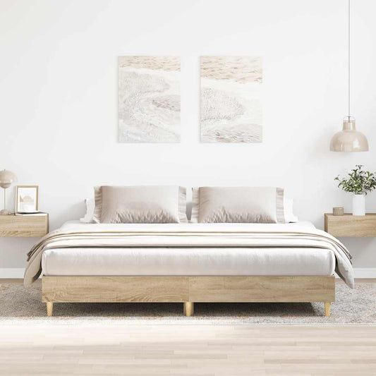 sonoma tölgy színű szerelt fa ágykeret matrac nélkül 160x200 cm