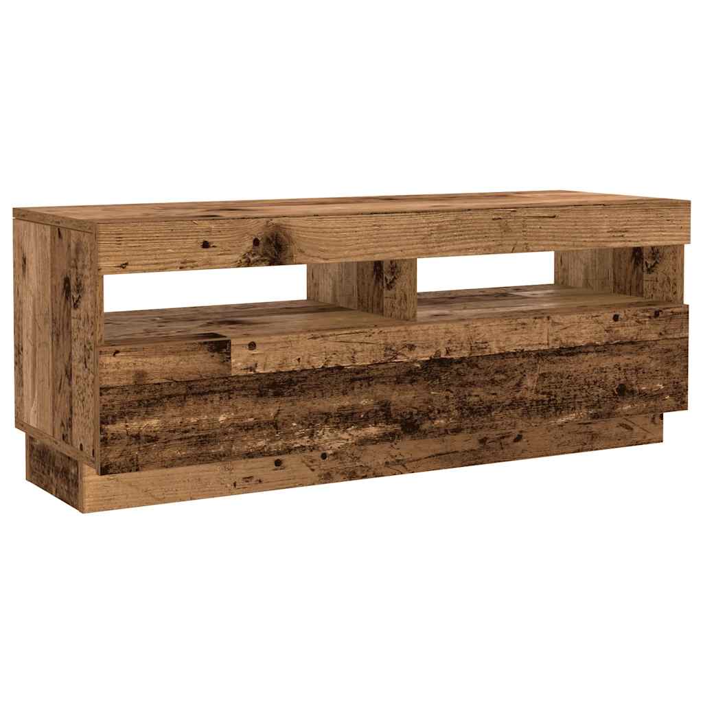 antik fa színű szerelt fa TV-szekrény LED-ekkel 300x35x40 cm
