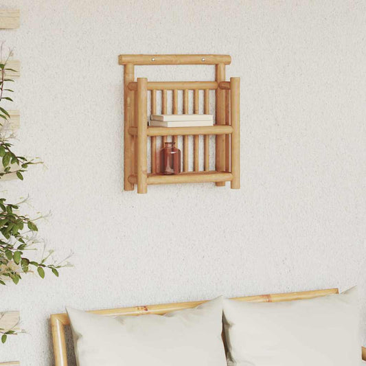 Falpolc polcokkal tárolóval Barna 40 x 13 x 44 cm bambusz